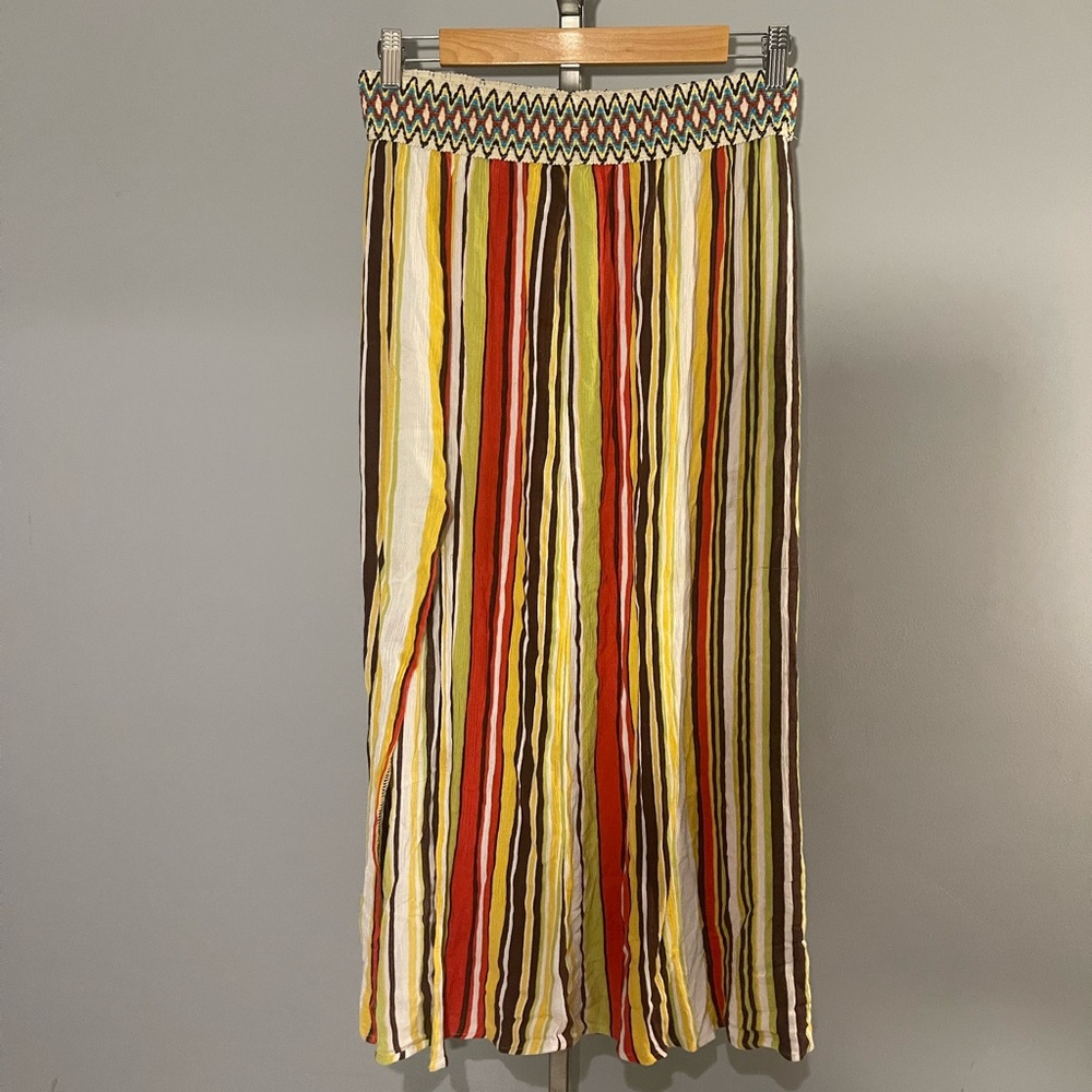 Long striped boho bohemian hippie maxi skirt with slit Venus size Small - Picture 2 of 7